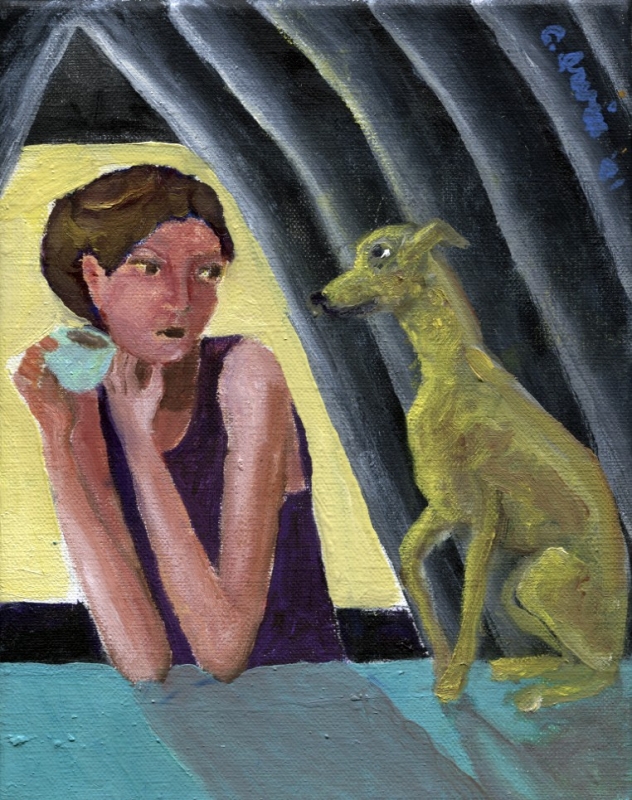 Coffee with Green Dog by artist Craig Irvin